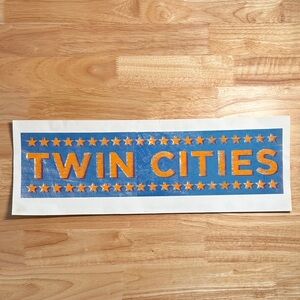 Twin Cities Blue and Orange Print by artist John W Golden